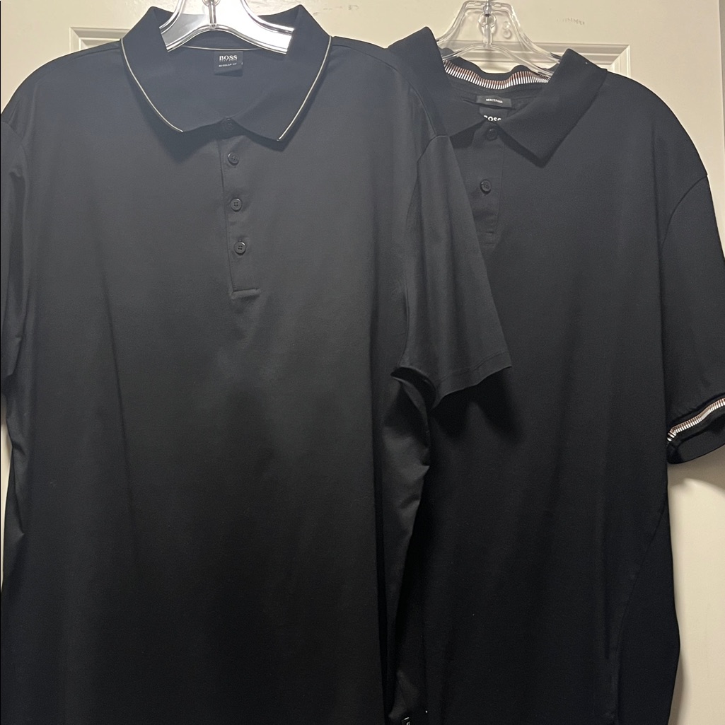 Boss Men's Black Polo Twin Pack With Subtle Trim - 2 Piece Bundle